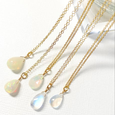 Ethiopia Opal＆Moon stone/14kgfネックレス