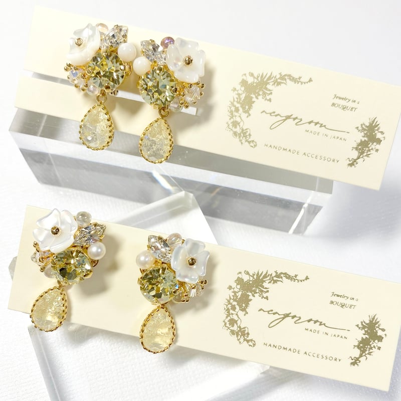 Drop clover Bijoux/ピアス イヤリング (✣レモンイエロー