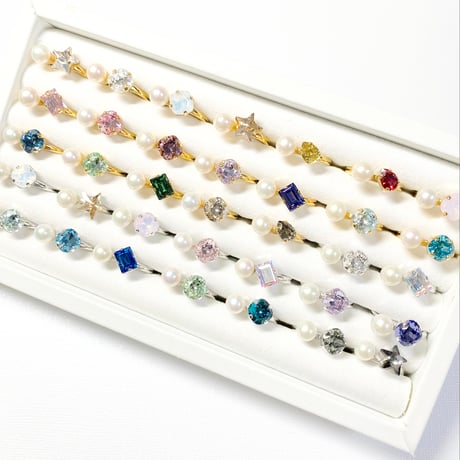 coffret Pearl/シングルリング 12号〜13号(✣ゴールドカラー金具) ✤無くなり次第終了