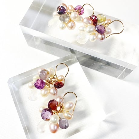 Sapphire×Moon stone×Pearl/ピアス イヤリング