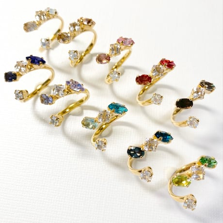 coffret gemstones/フォークリング 11号〜12号(✣ゴールドカラー金具)