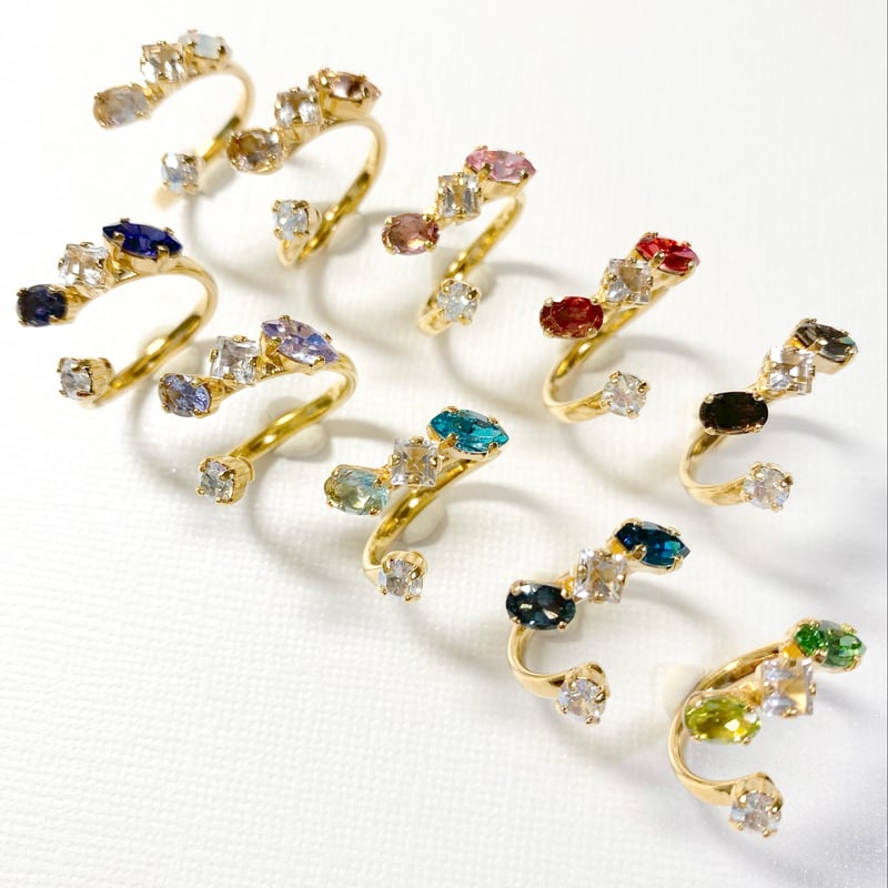 coffret gemstones/フォークリング 11号〜12号(✣ゴールドカラー coffret gemstones/フォークリング 11号〜12号(✣ゴールドカラー