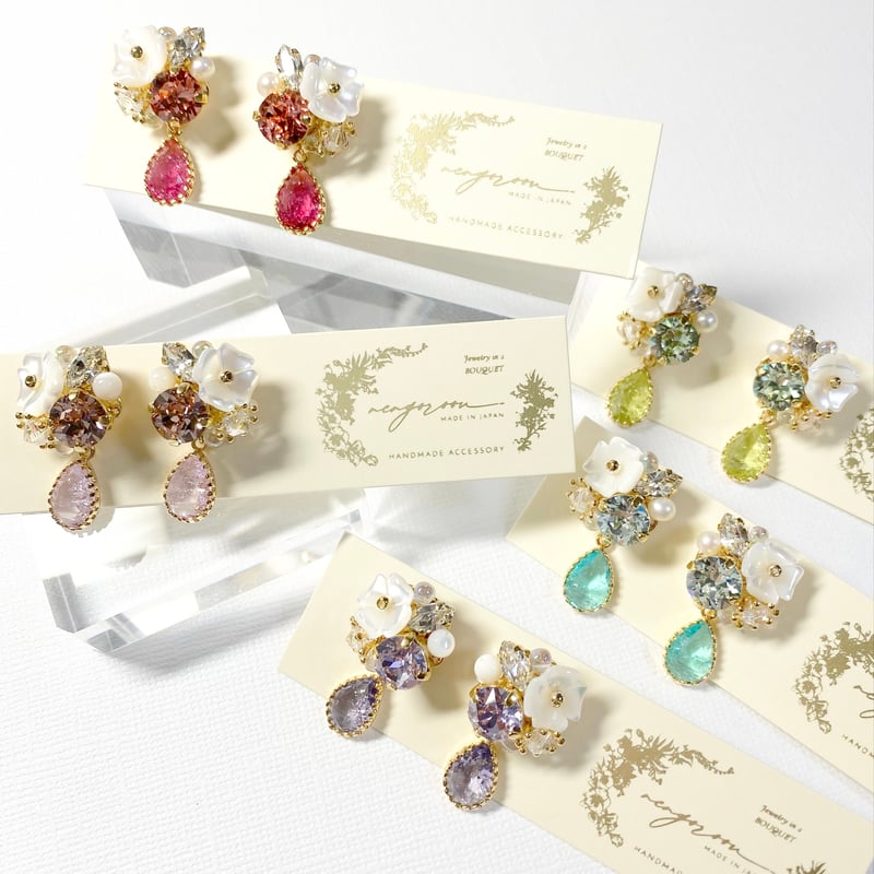 Drop clover Bijoux/ピアス イヤリング (✣スミレ) | nenenjewelry