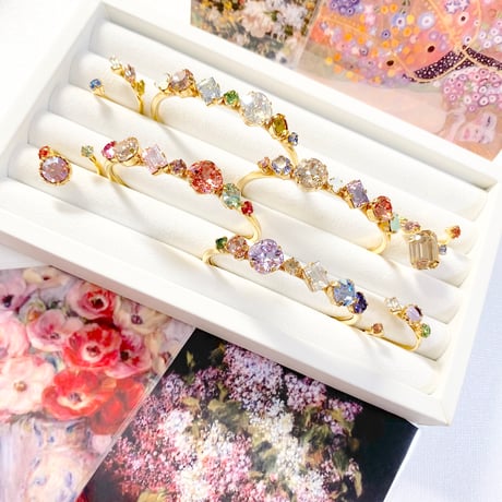ルノワール〖花のブーケ〗/バングル＆フォークリング(✣ゴールカラー金具 バングル約14cm リング約11号〜12号)