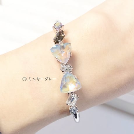 Ribbon bangle/バングル 約14cm (✣シルバーカラー金具)