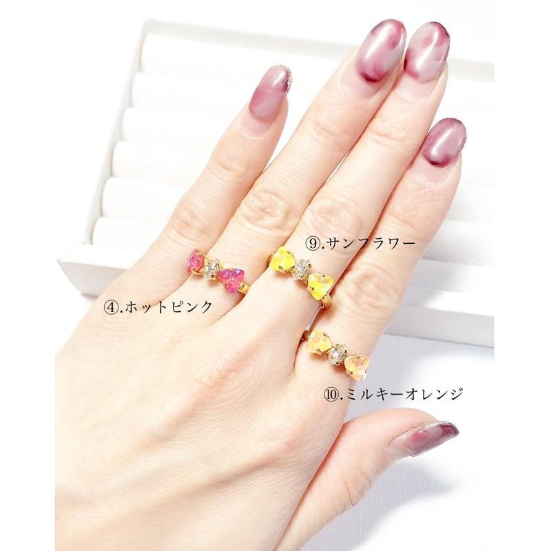 Ribbon Ring/シングルリング 11号〜13号 (✣ゴールドカラー金具
