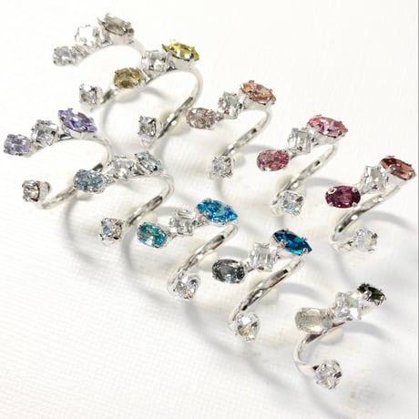 coffret gemstones/フォークリング 11号〜12号(✣シルバーカラー金具)