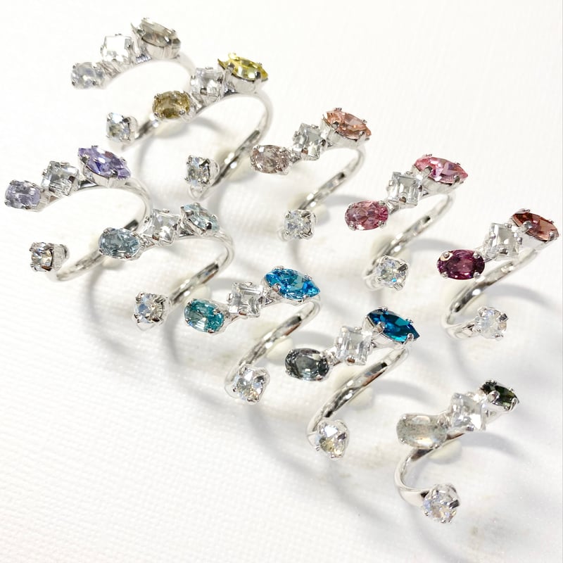 coffret gemstones/フォークリング 11号〜12号(✣シルバーカラー金具) |