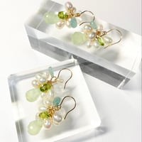 Prehnite×Peridot×Pearl/ピアス イヤリング