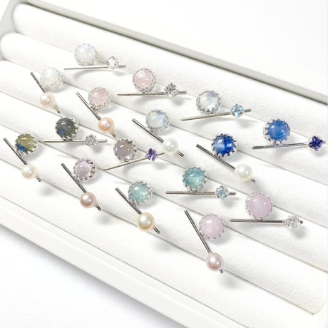 Twig gemstones/ピアス イヤリング (✣シルバーカラー金具)