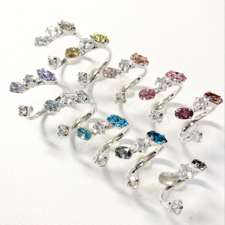 coffret gemstones/フォークリング 11号〜12号(✣シルバーカラー金具)