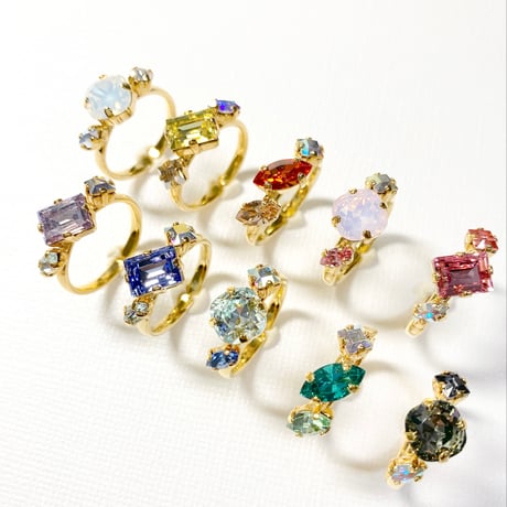 coffret/シングルリング 11号〜12号(✣ゴールドカラー金具)