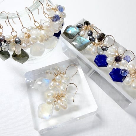 Moon stone×Pearl/ピアス イヤリング