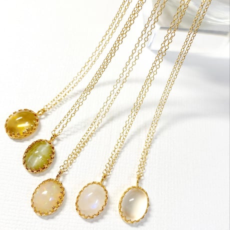 oval gemstones/14kgfネックレス