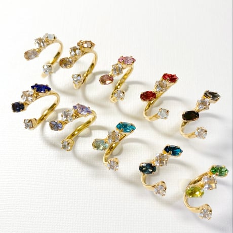 coffret gemstones/フォークリング 11号〜12号(✣ゴールドカラー金具)