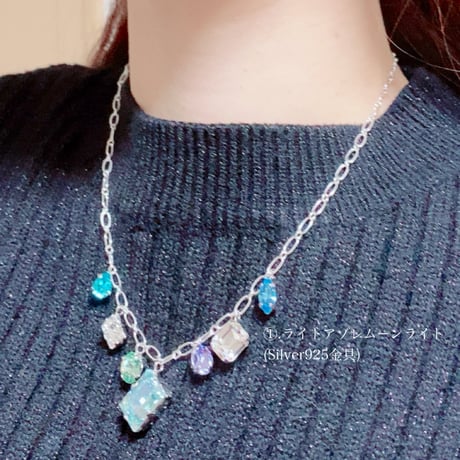 Bijou charm necklace/silver925＋18kgpネックレス