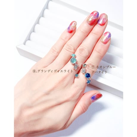 coffret gemstones/フォークリング 11号〜12号(✣シルバーカラー金具)