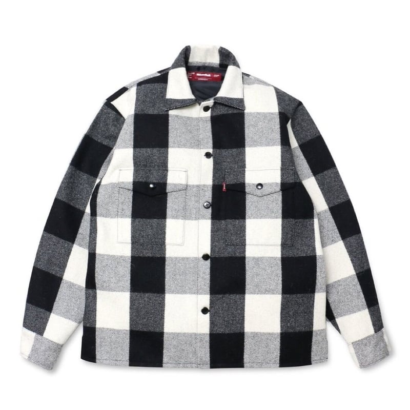 16SS Buffalo 鈍い Plaid Flannel Zip Shirt S