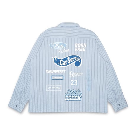 HIDEANDSEEK × CarService Work L/S Shirt(Stripe)
