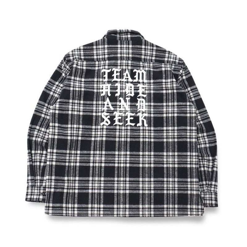 Hide and Seek XL フランネルシャツ ブラック・ホワイト
