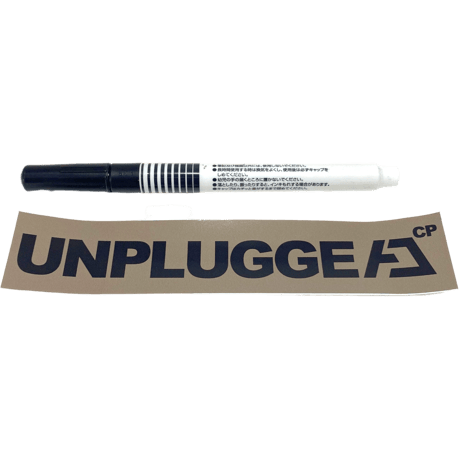 送料無料 UNPLUGGED オリジナルステッカー ブラック ベージュタン 150×23mm 自社 メール便