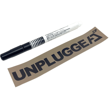 送料無料 UNPLUGGED オリジナルステッカー ブラック ベージュタン 150×23mm 自社 メール便