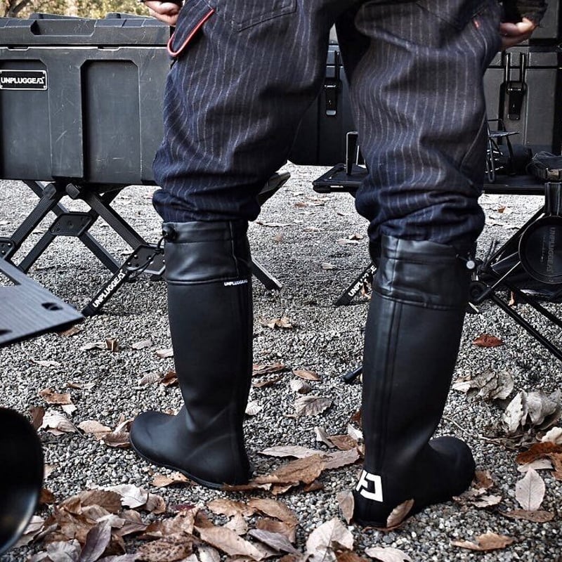 完売 廃盤 再販なし 長靴 ブラック 黒 レインブーツ 収納袋付