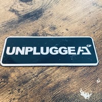 完売 廃盤 再販なし UNPLUGGED CP アルミロゴプレート 横12cm 1枚  粘着テープ貼りつけ 保護フィルム貼付あり  自社 メール便