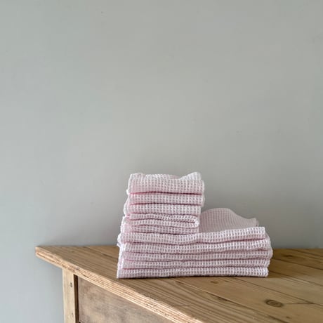 Pink cotton waffle towel(hand towel)/MAICEN