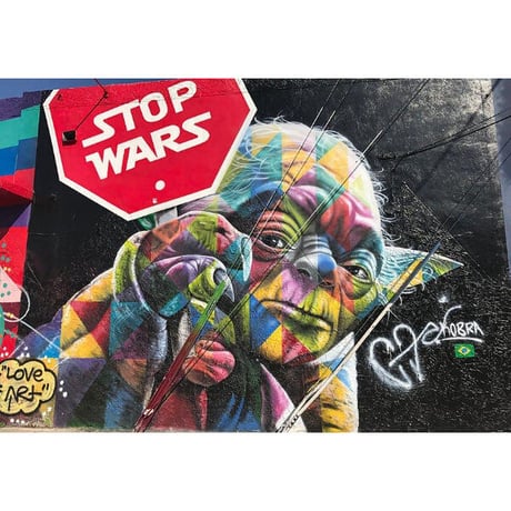 ❶ バンクシー＊BANKSY STYLE＊ YODA -STOP WARS＊A4 約20×30cm＊キャンバスアート