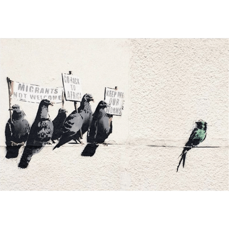 ❸ バンクシー＊BANKSY＊Anti-Immigrant - Keep Off Our Worms＊A2 約40×60cm＊キャンバスアート