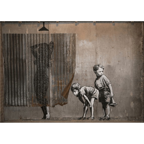 ③ バンクシー＊BANKSY Lady Shower, Peeping Tom Boys＊50×70cm＊キャンバスアート