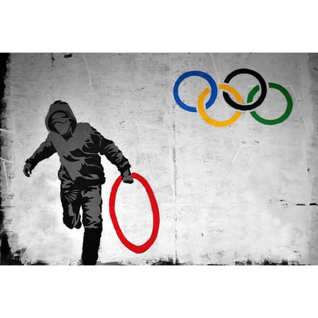 ❷ バンクシー＊BANKSY＊Olympic Rings Thug Thie＊A3 約30×40cm＊キャンバスアート