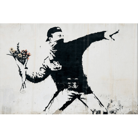 ① バンクシー＊BANKSY＊Throwing Flowers Street Art＊30×35cm＊キャンバスアート