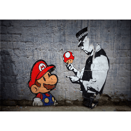 ⑤ バンクシー＊ BANKSY＊ Banksy Super Mario Wall Art Canvas＊70×100cm＊キャンバスアート