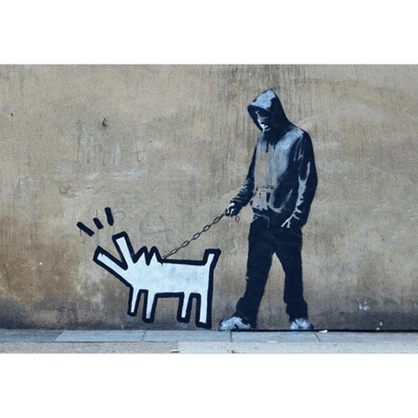 ❷ バンクシー＊BANKSY＊Keith Haring Dog /キース・ヘリング犬＊A3 約30×40cm＊キャンバスアート