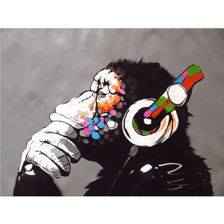 ③ バンクシー＊Banksy DJ Monkey, Gorilla Chimp Canvas Wall Art＊50×70cm＊キャンバスアート