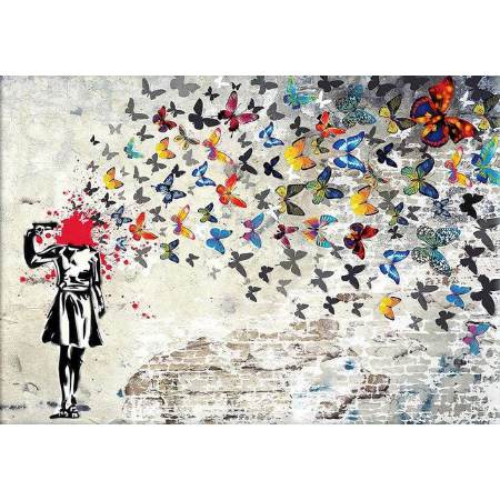 ③ バンクシー＊BANKSY＊Headshot Butterfly Girl Suicide＊