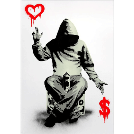 ⑥ バンクシー＊BANKSY＊Banksy Love Over Money＊110×80cm＊キャンバスアート