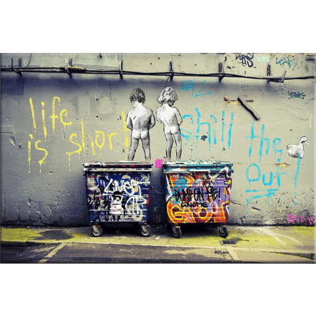 ⑥ バンクシー＊BANKSY＊Life Is Short Chill The Duck Out＊80×110cm＊キャンバスアート