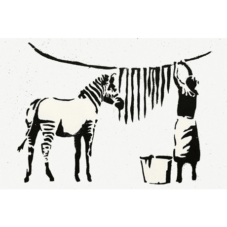 ❺ バンクシー＊BANKSY＊Zebra Washing/ゼブラウォッシュ＊A0  約83×119㎝＊キャンバスアート