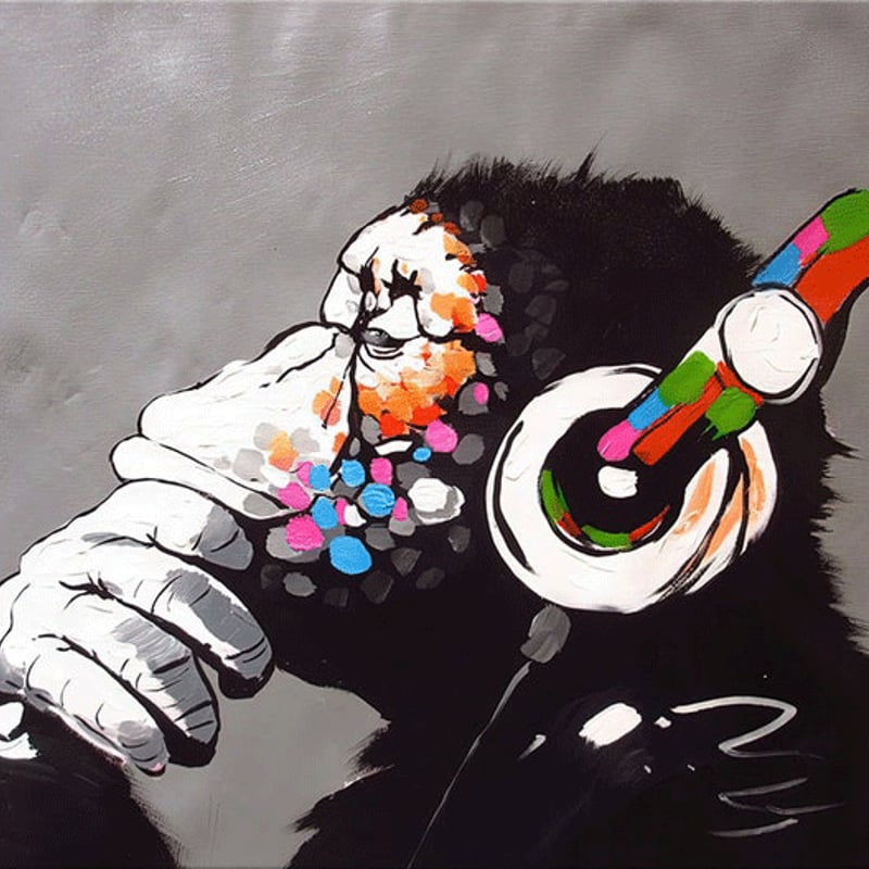 ② バンクシー*Banksy DJ Monkey, Gorilla Chimp Canvas ② バンクシー*Banksy DJ Monkey, Gorilla Chimp Canvas