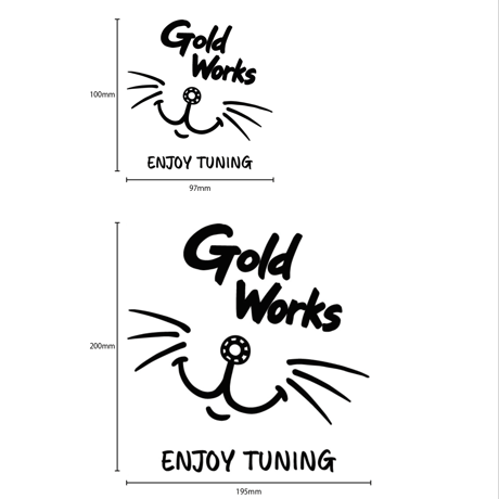 GOLDWorks ネコヒゲ ステッカー【ゴールドワークス ロゴステッカー 】