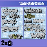 ウォータースライドデカール トレイン&グラフィティ シルバー&ゴールドフレーズセット STREET GRAFF SILVER DECAL
