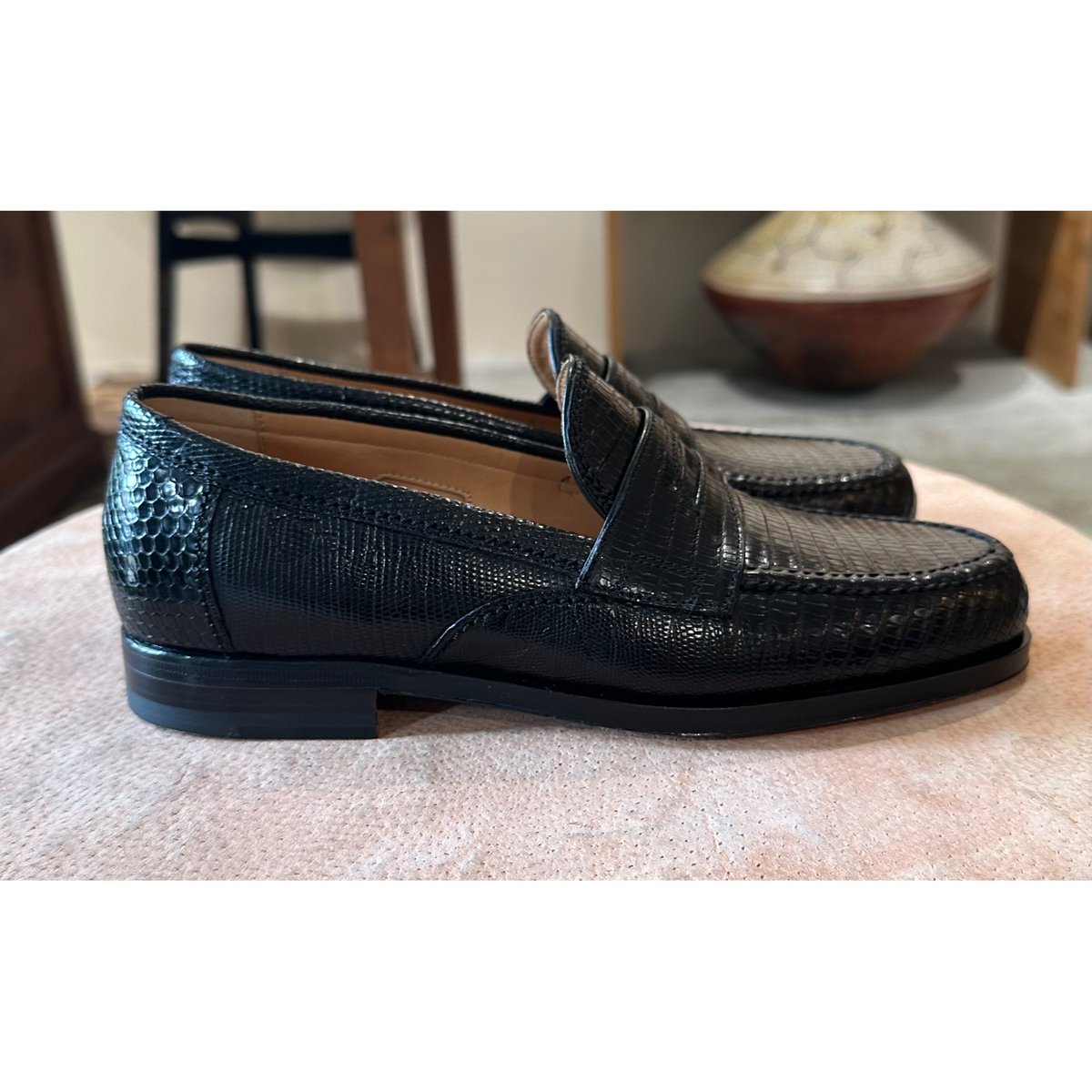 フラテッリ ジャコメッティ リザードローファー #ブラック サイズ37