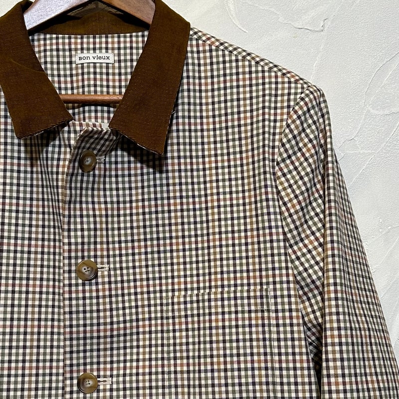 bon vieux ボンビュー チェックカバーオール　サイズM Bon Vieux チェックカバーオール サイズM | Bon Vieux