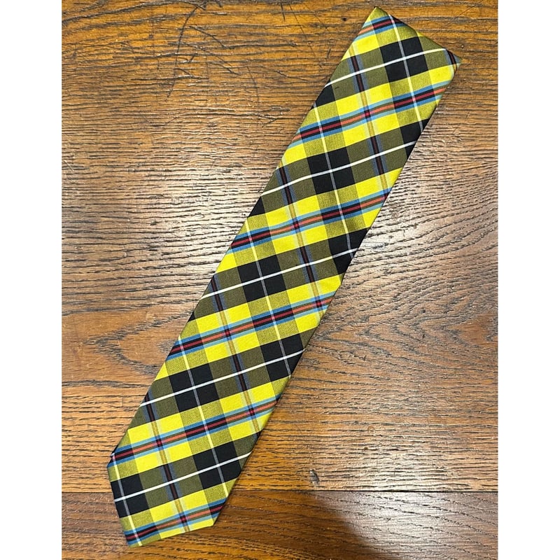 ジョン コンフォート シルクシャンタン チェックタイ #イエローベース