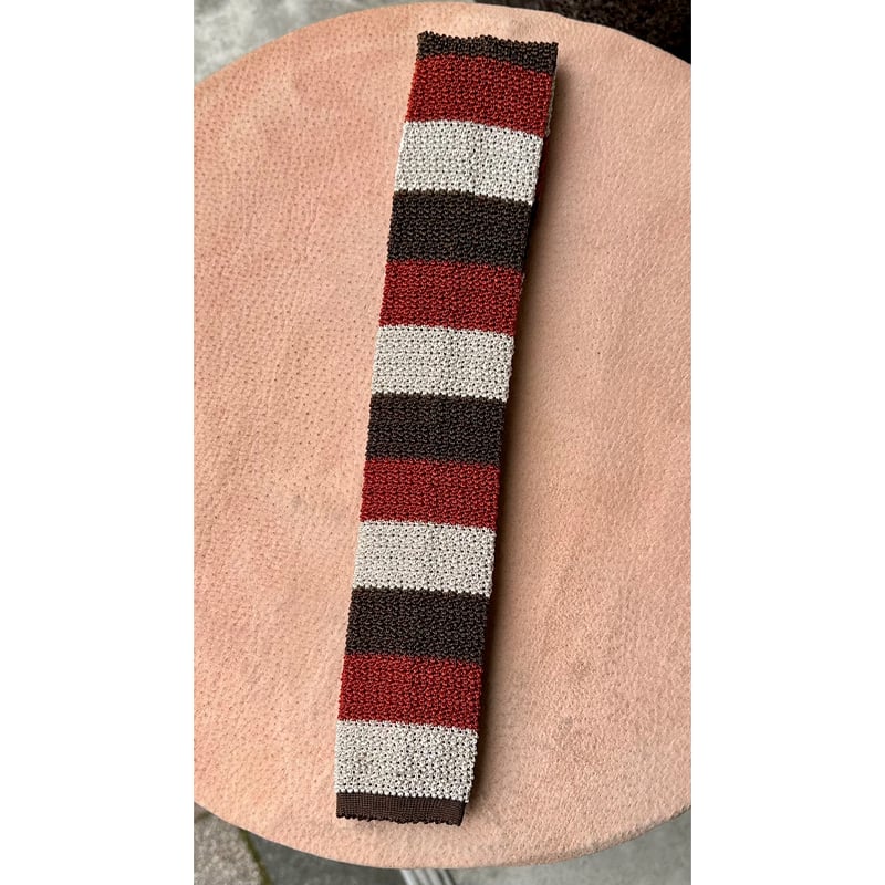 アスコット ボーダーニットタイ #オレンジ×ブラウン×エクリュ | Bon Vieux