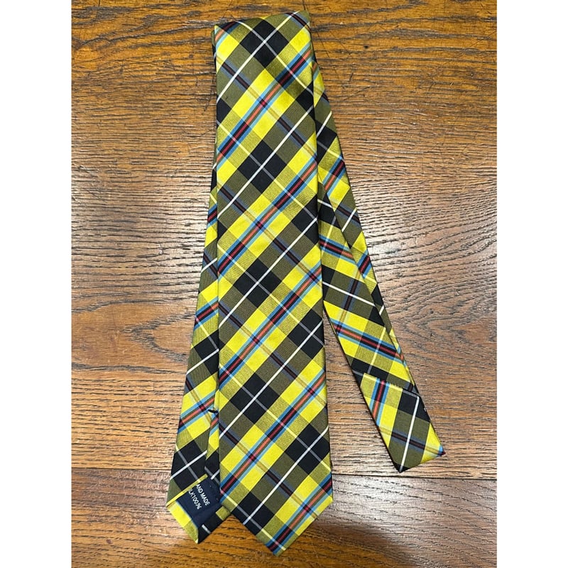 ジョン コンフォート シルクシャンタン チェックタイ #イエローベース