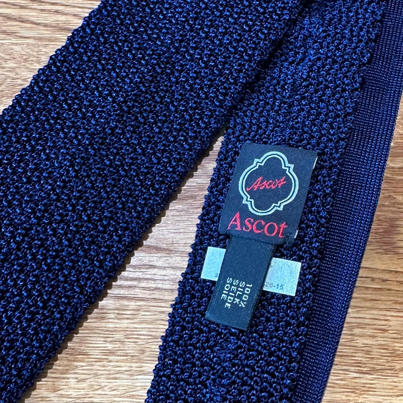 Bon Vieux別注　ASCOT ニットタイ　アスコット　ボーダー　ボンビュー アスコット ボーダーニットタイ ブラック×オリーブ×エクリュ